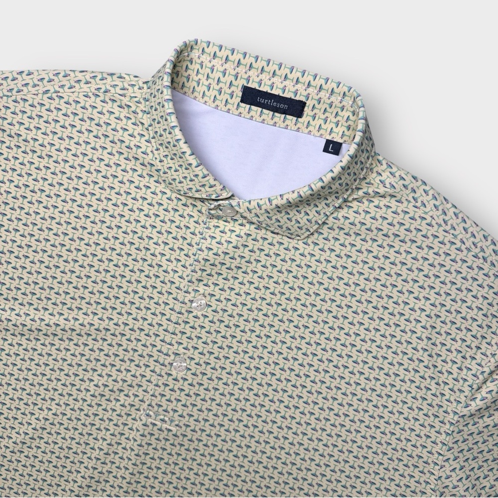 Turtleson Men’s L Yellow Martini Print Performance Golf Polo